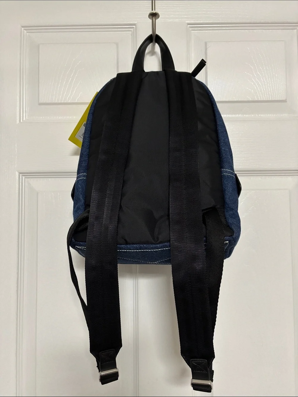 Marc Jacobs Denim Mini Backpack in Light and Dark Blue with Black Trim
